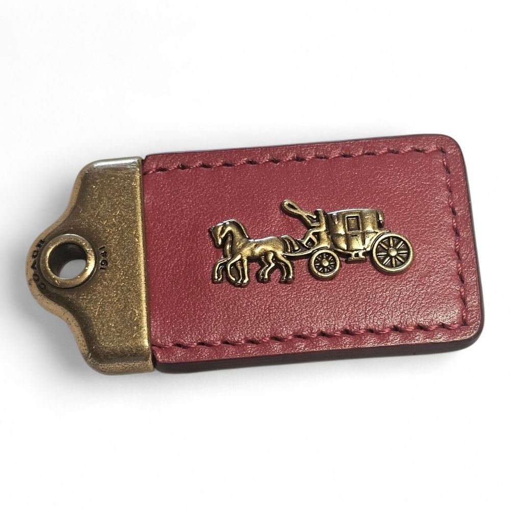 Coach Red Leather Charm with Gold Carriage